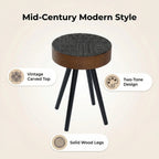15.7" Round Small Drink Table with Solid Wood Legs