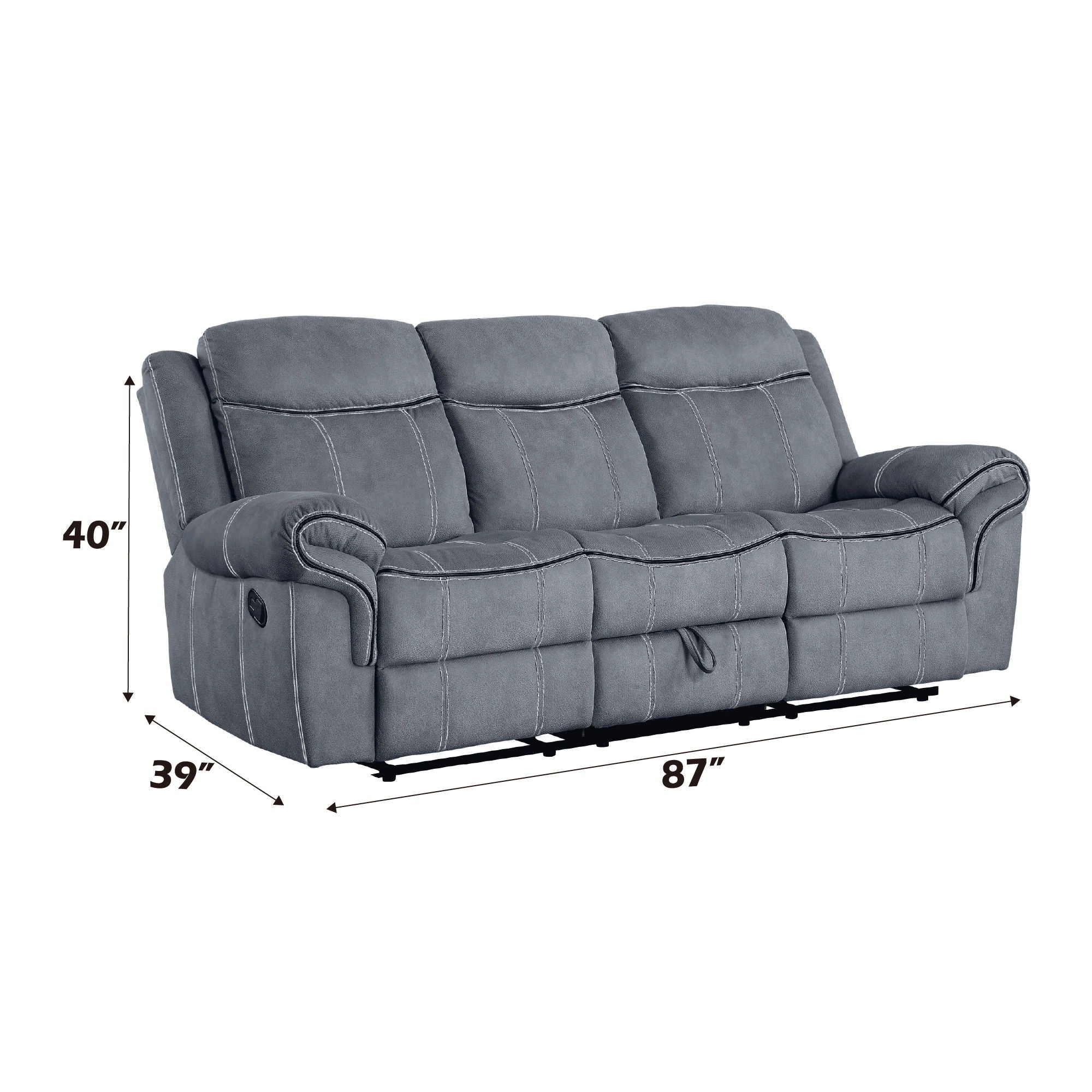 Zubaida Two Tone Recliner Sofa with USB Port and Drop Down Table