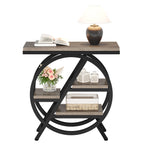 25.59" Industrial Narrow End Table with 3-Tier Storage Shelves