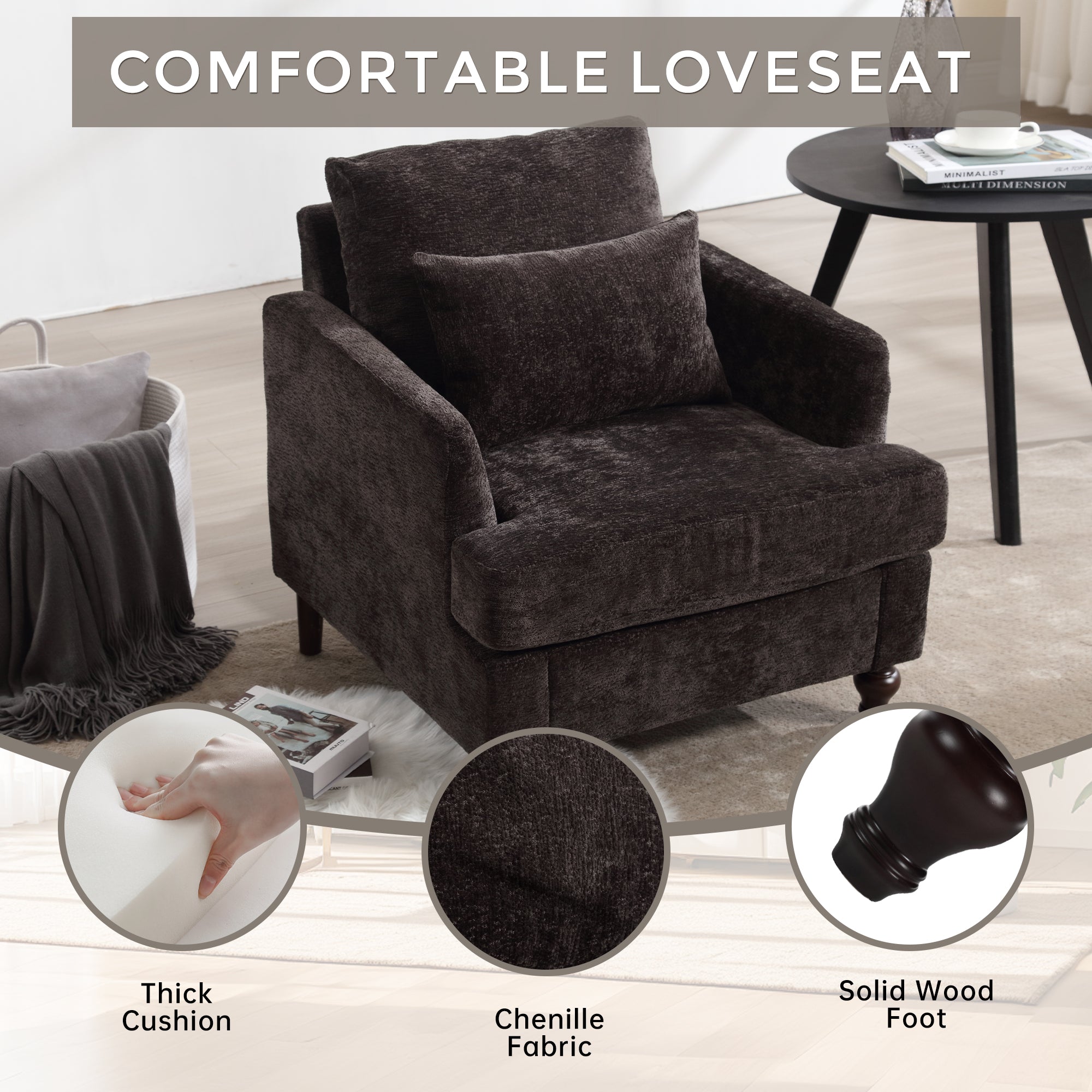 Wood Frame Armchair - Modern Accent Chair for Living Room
