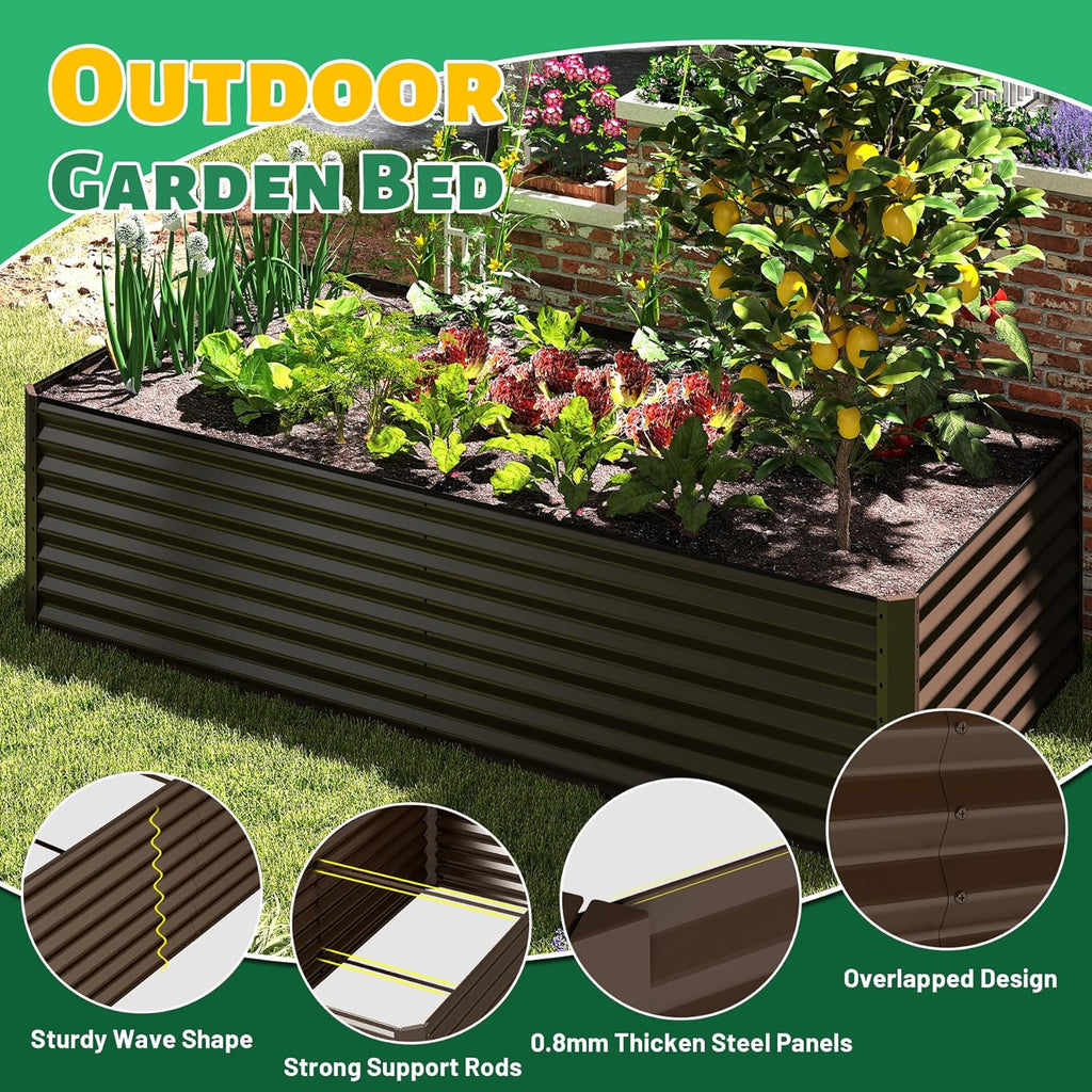 6x3x2ft Galvanized Raised Garden Bed