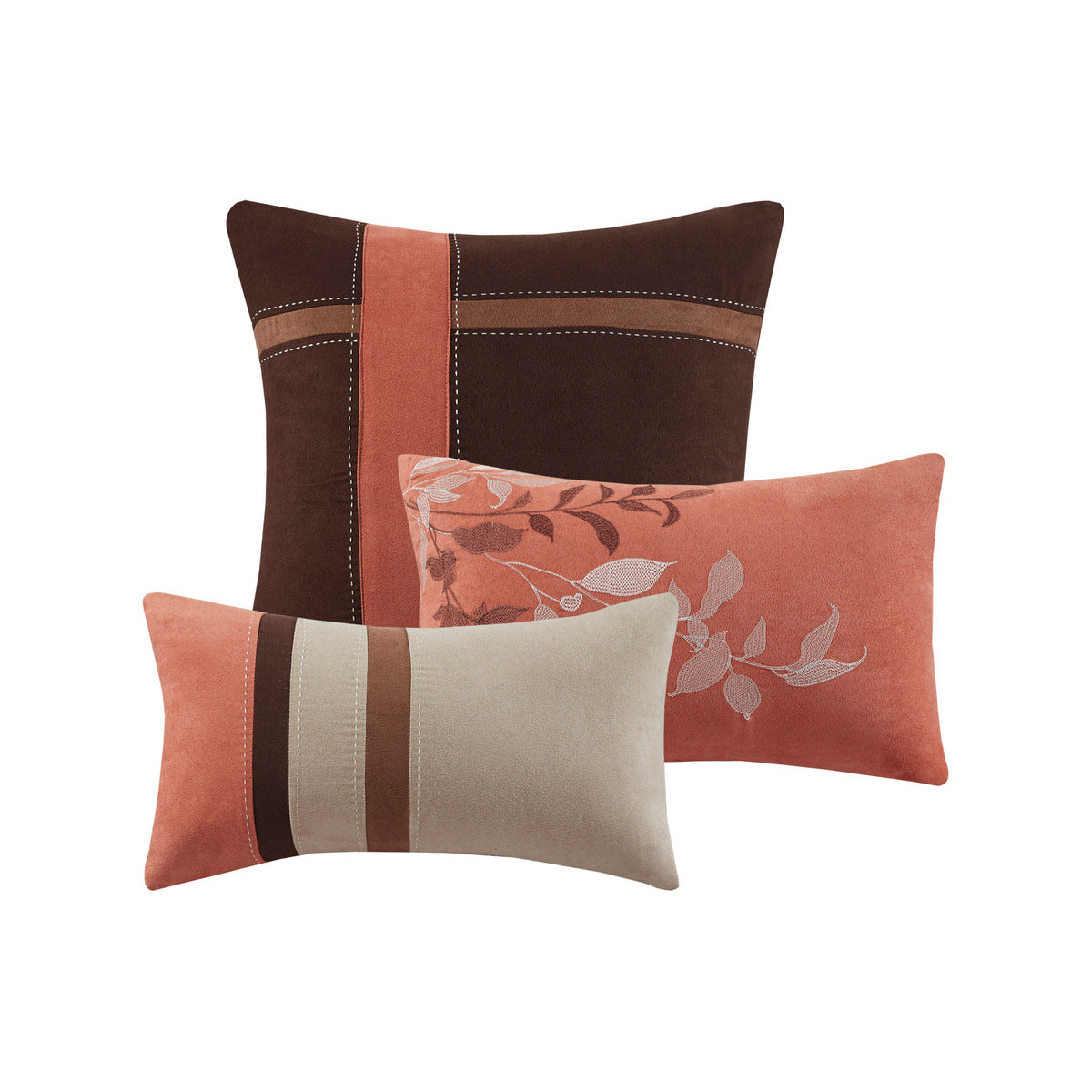 7 Piece Faux Suede Comforter Set - Coral Cal King
