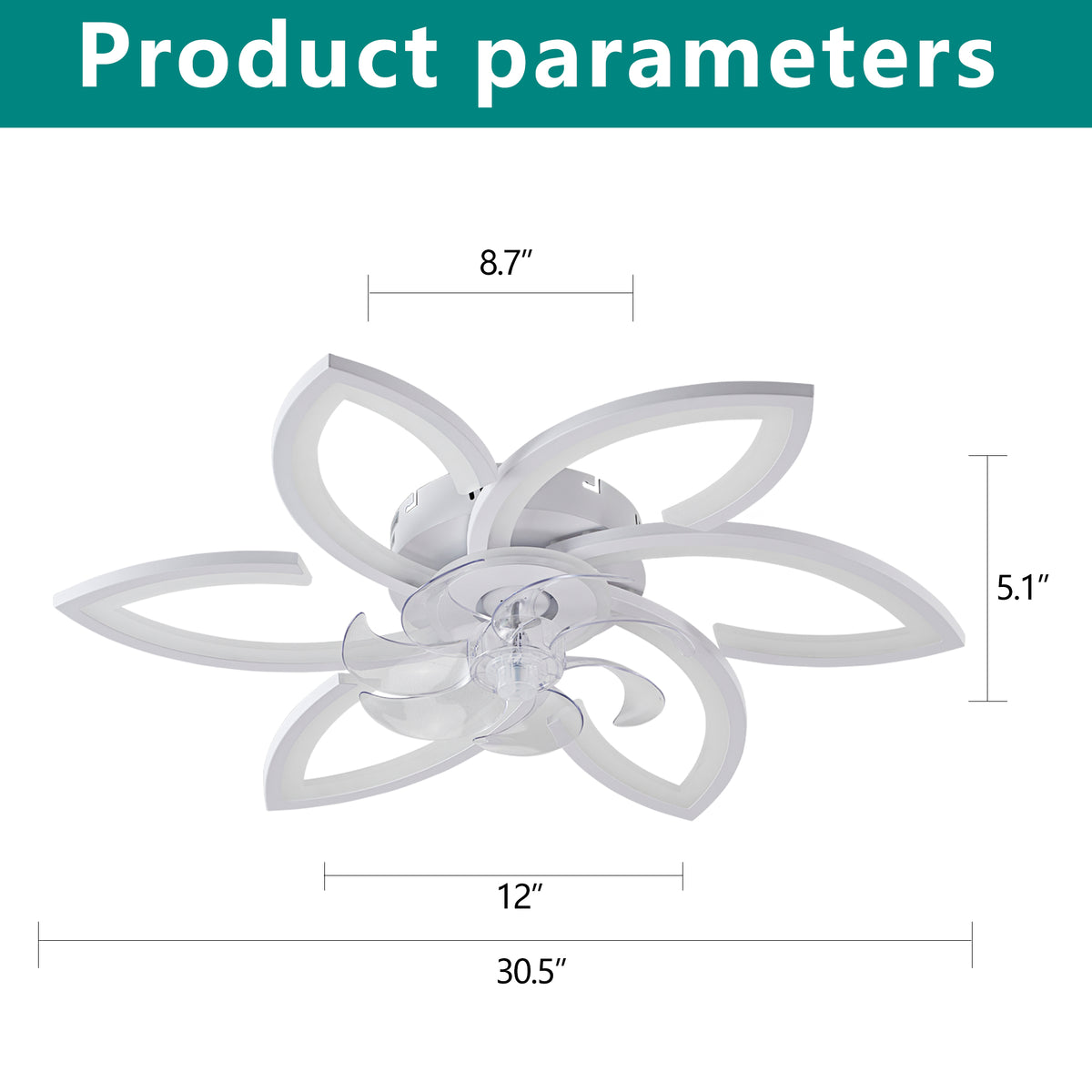 30-Inch White Flower Ceiling Fan with Integrated LED Light and Remote Control