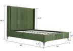 Promenade Upholstered Velvet Queen Bed in Moss
