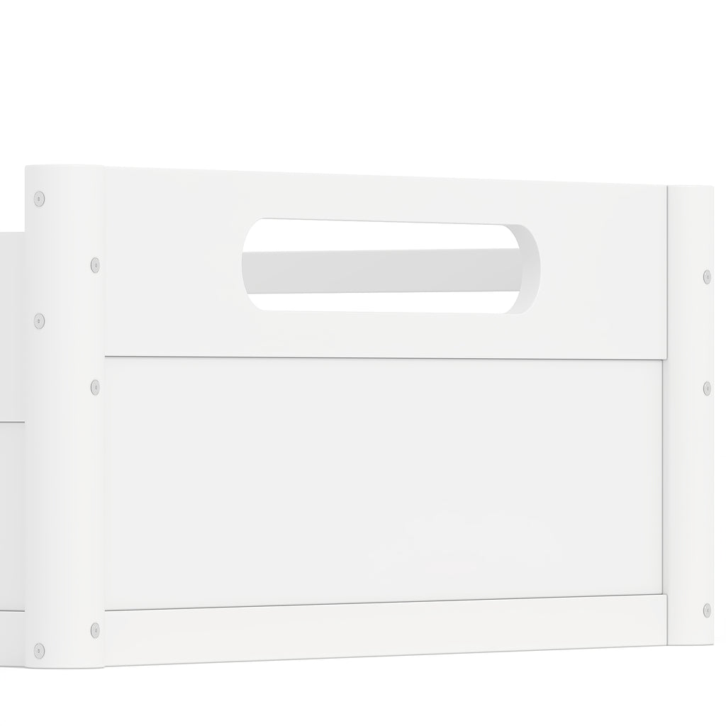 Twin Size Floor Platform Bed with Full-length Guardrails