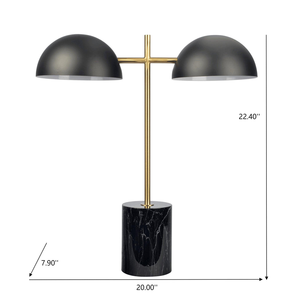 Black Table Lamp with On/Off Switch and Faux Marble Base