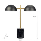 Black Table Lamp with On/Off Switch and Faux Marble Base