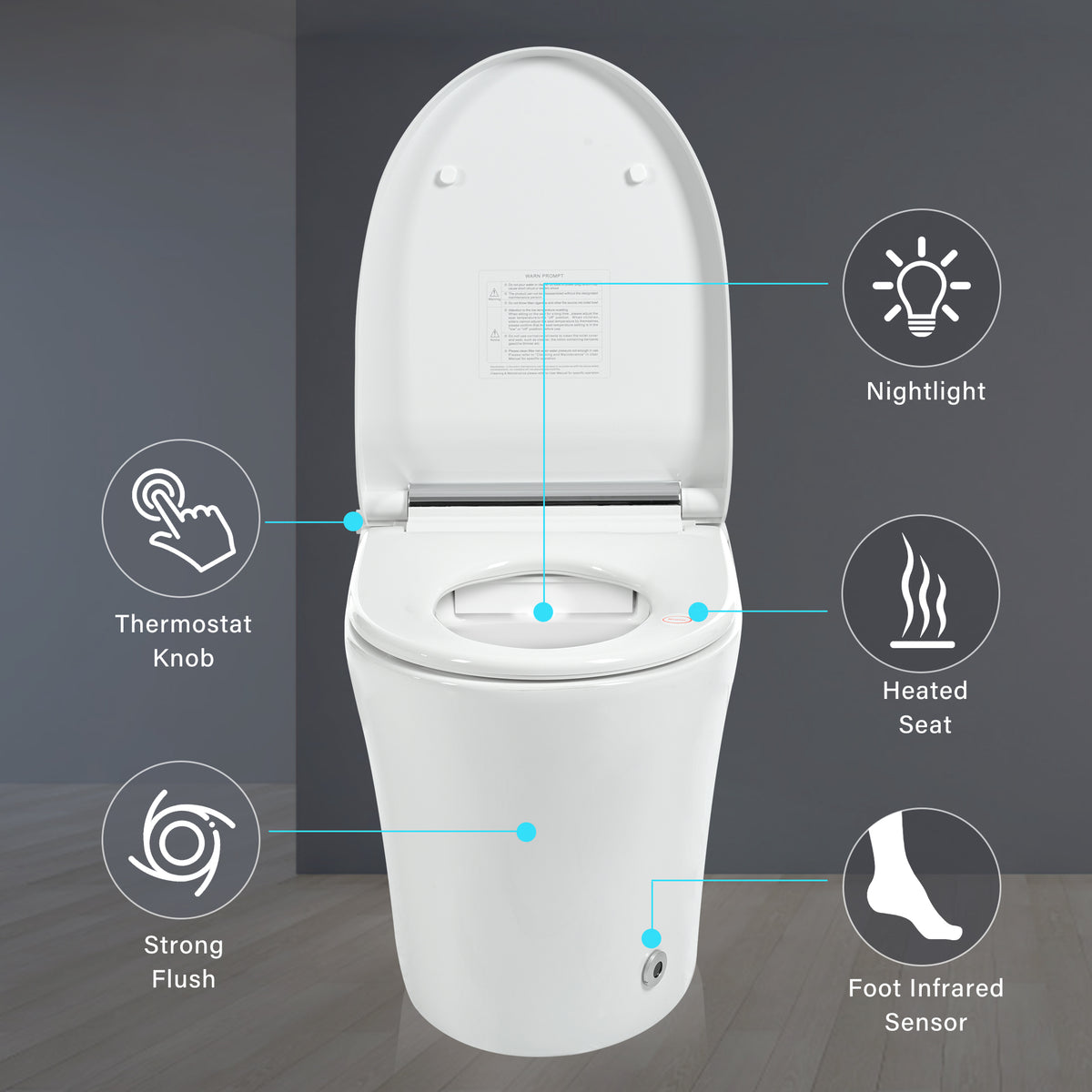 Smart Toilet with Built-in Heated Seat