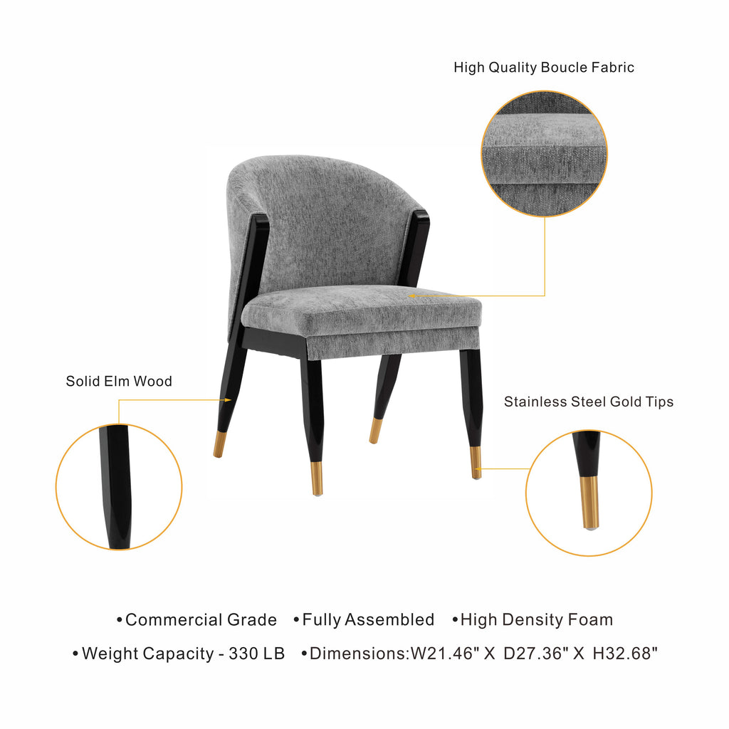 Ola Wood Chenille Dining Chair