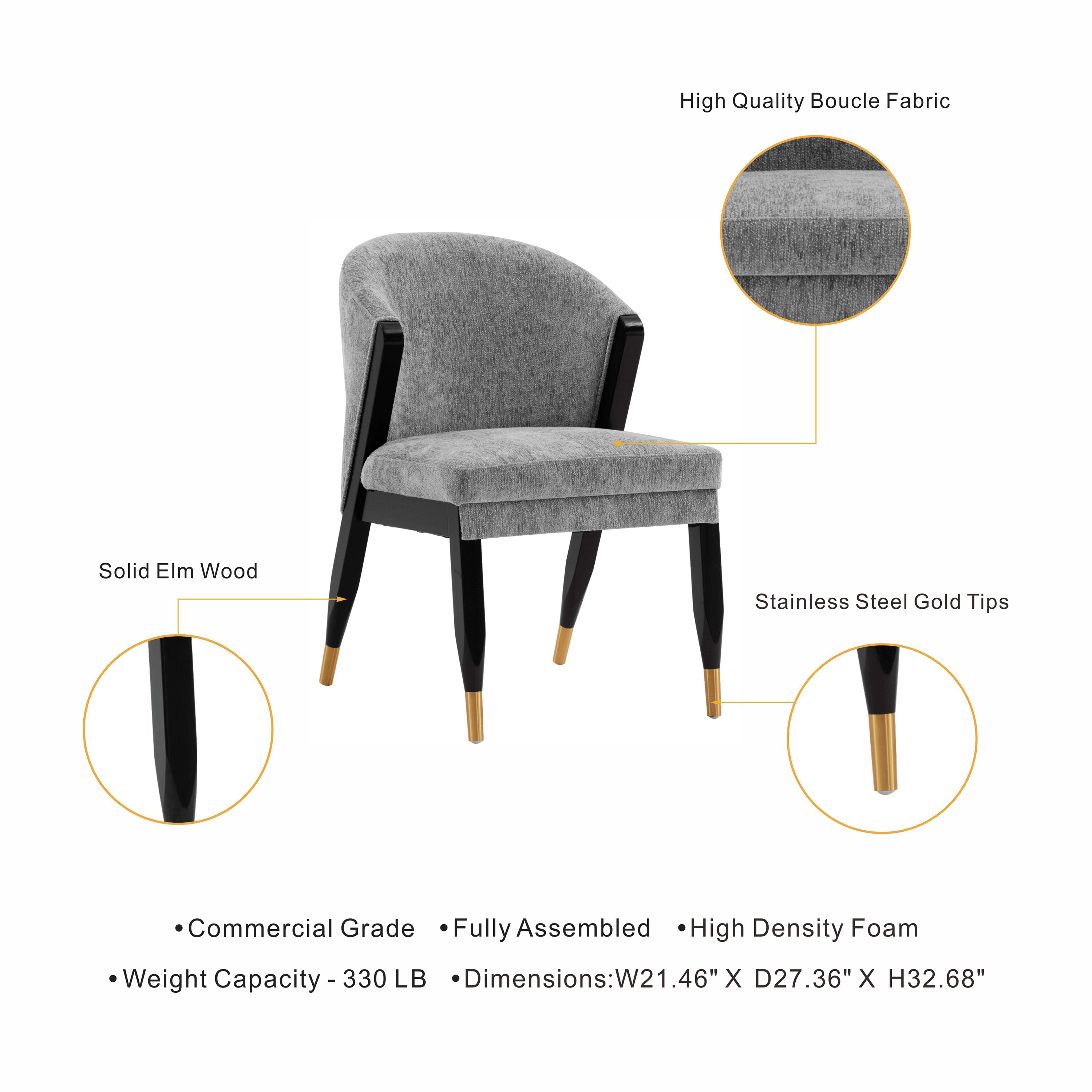 Ola Wood Chenille Dining Chair