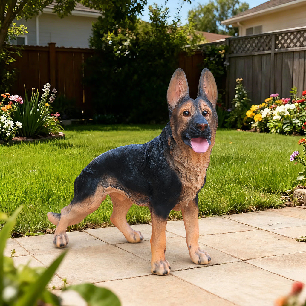 Outdoor German Shepherd Dog Statue Greeter Garden Decor