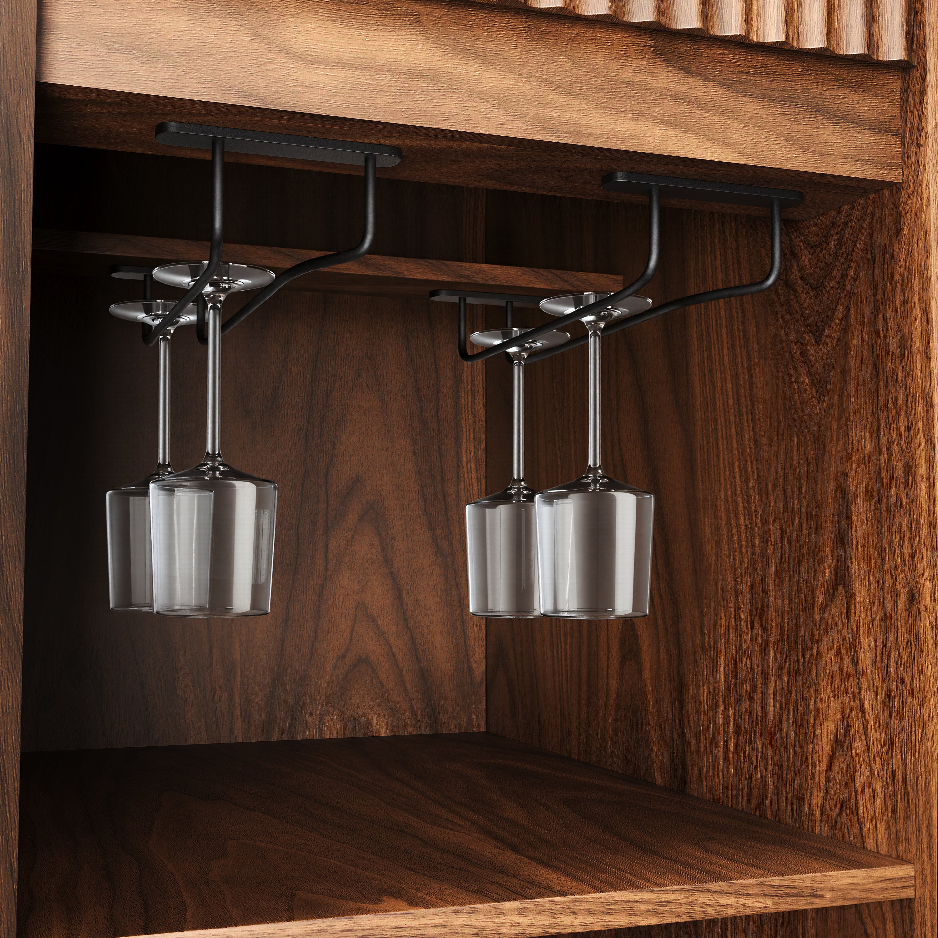 Fluted Buffet Wine Cabinet With Mini Fridge Nook