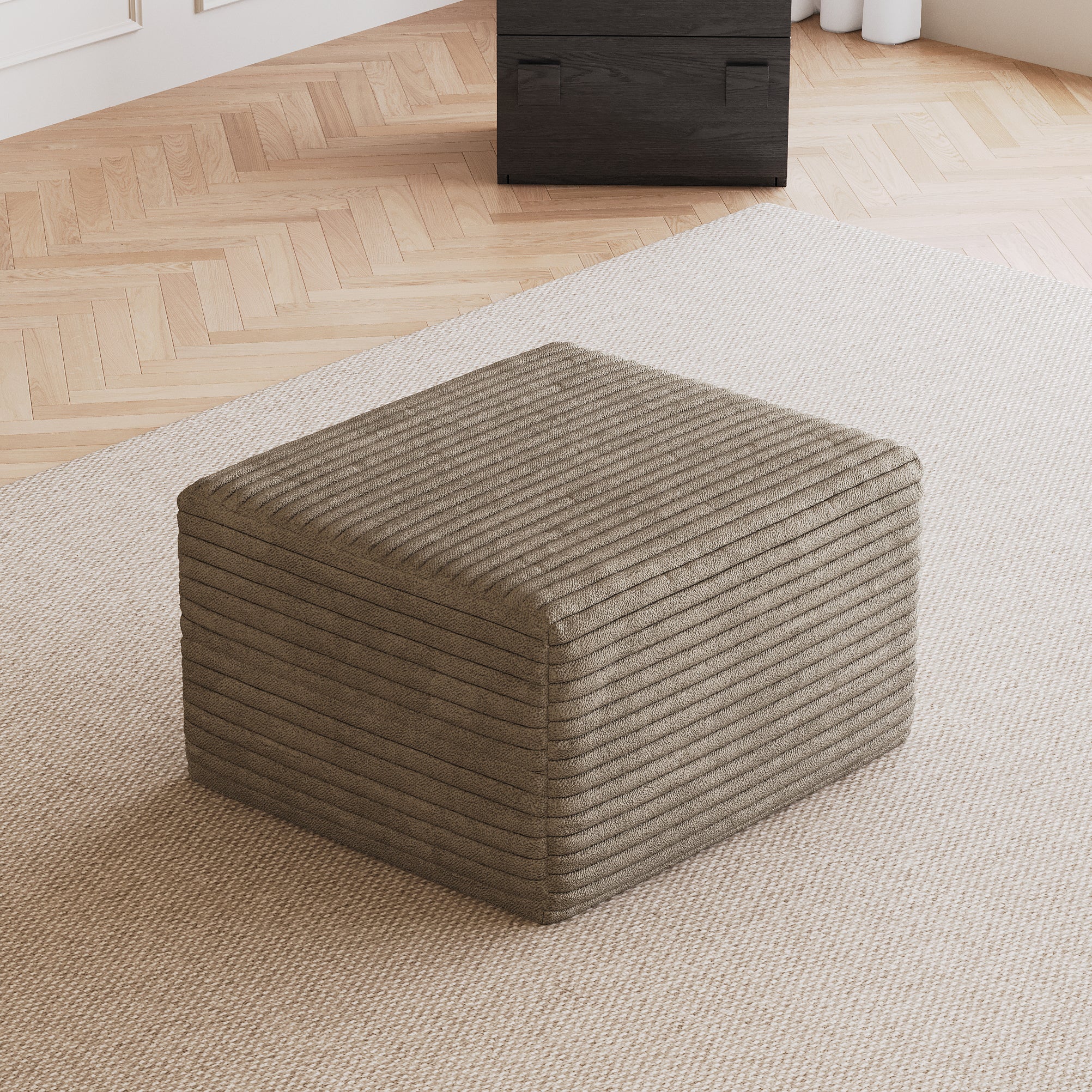 Camel Plush Corduroy Sofa Ottoman