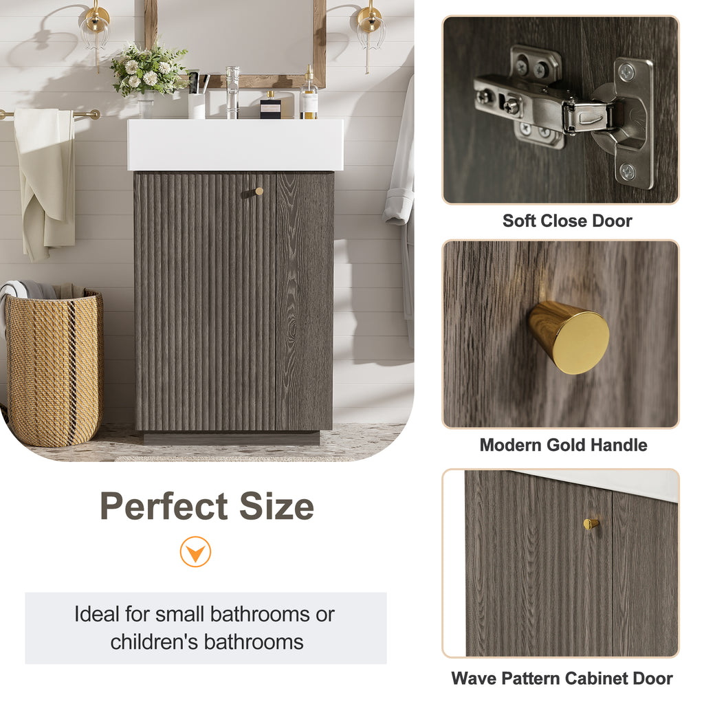 21.6" Modern Bathroom Vanity with Ceramic Sink