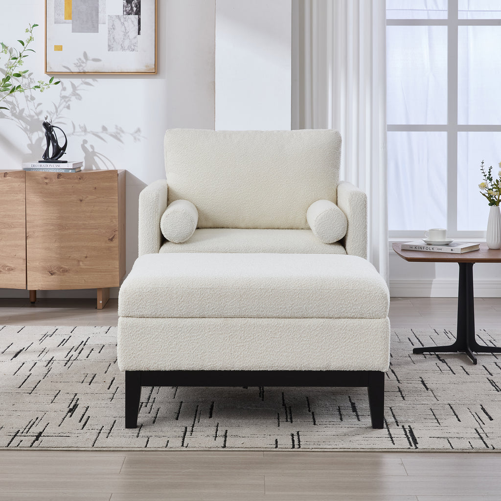 35.4" Wide Farmhouse Performance Upholstered Arm Chair with Ottoman