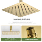 16 Inch Square Rain Shower Head Brushed