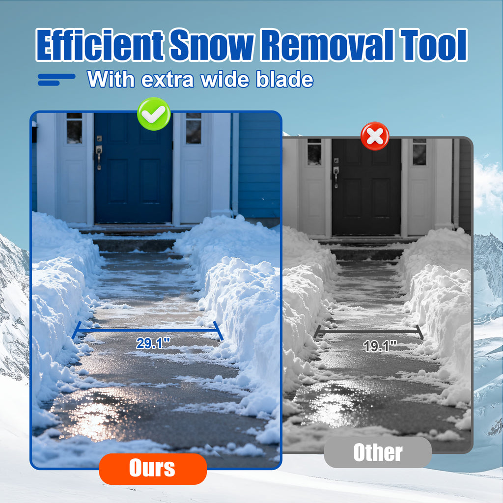 30" Heavy Duty Snow Shovel with Wheels