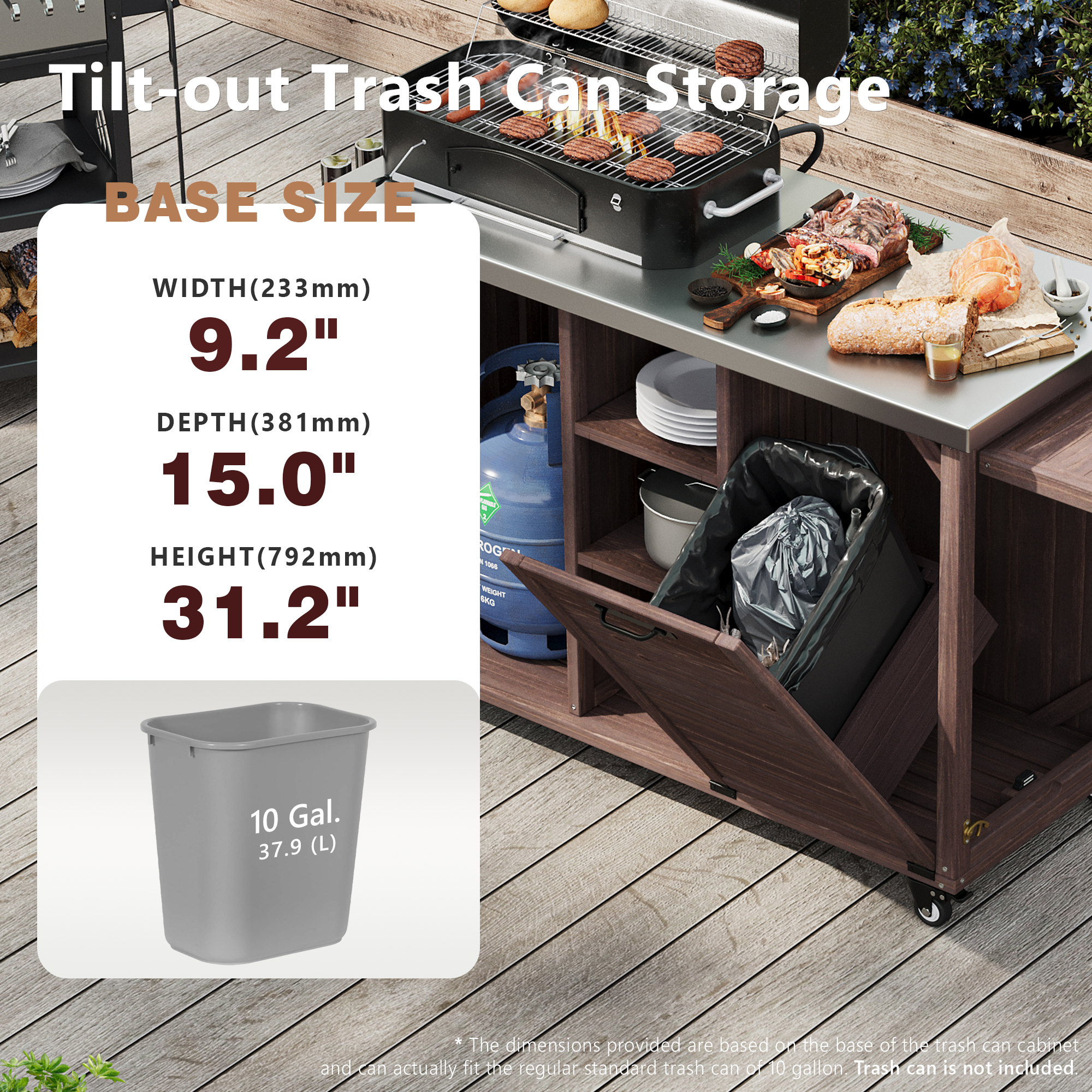 K&K 78.3' Outdoor Kitchen Island with Foldable Grill Table