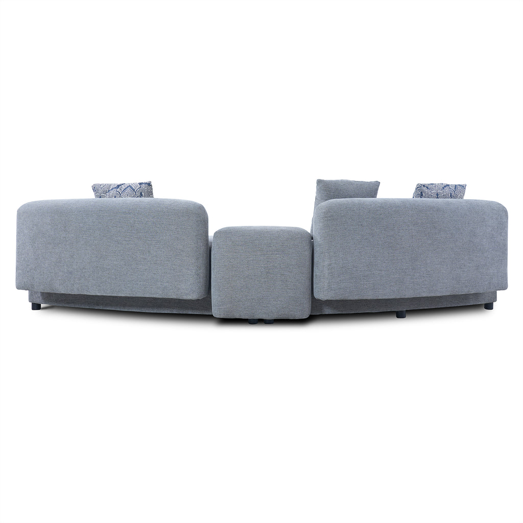 122-Inch Grey Curved Sofa, 4-Seat, Medium-Soft Fabric