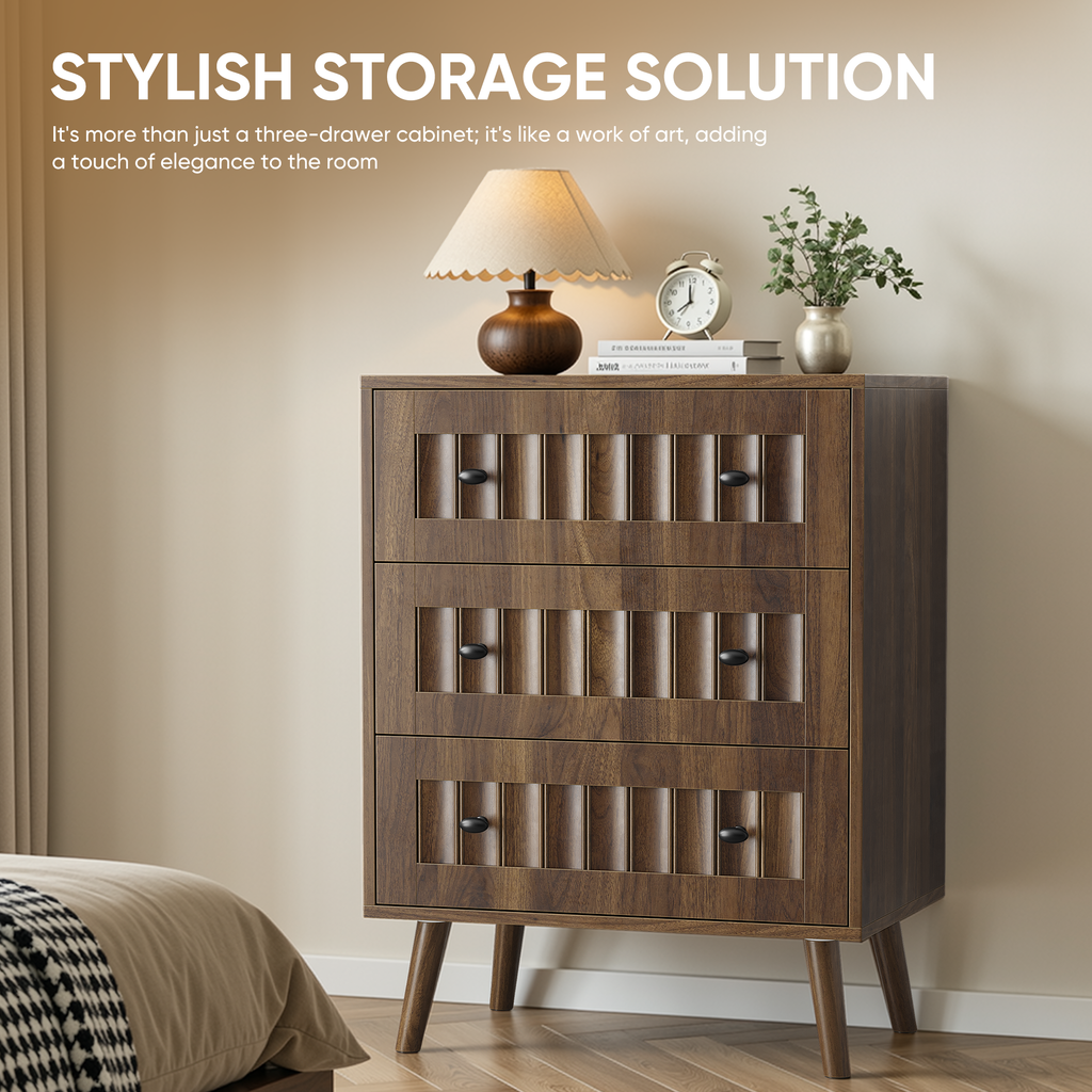 3 Drawer Dresser - Modern Walnut