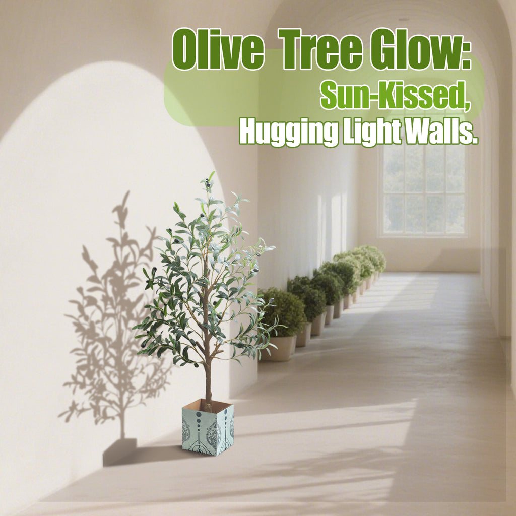Artificial Olive Tree with Water Droplets - 4ft