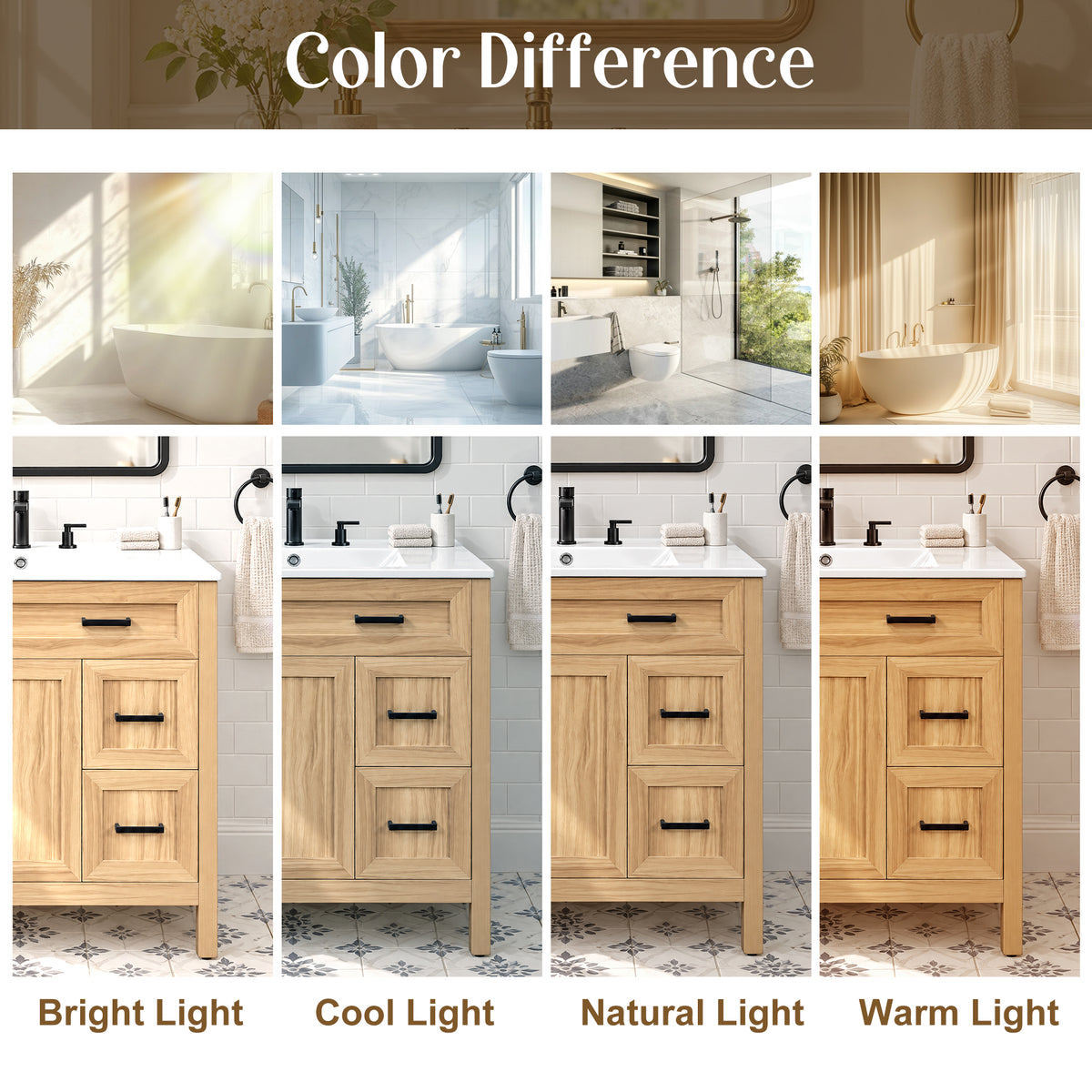 36-Inch Bathroom Vanity with Ceramic Sink, Soft-Close Doors and Drawers, Wood