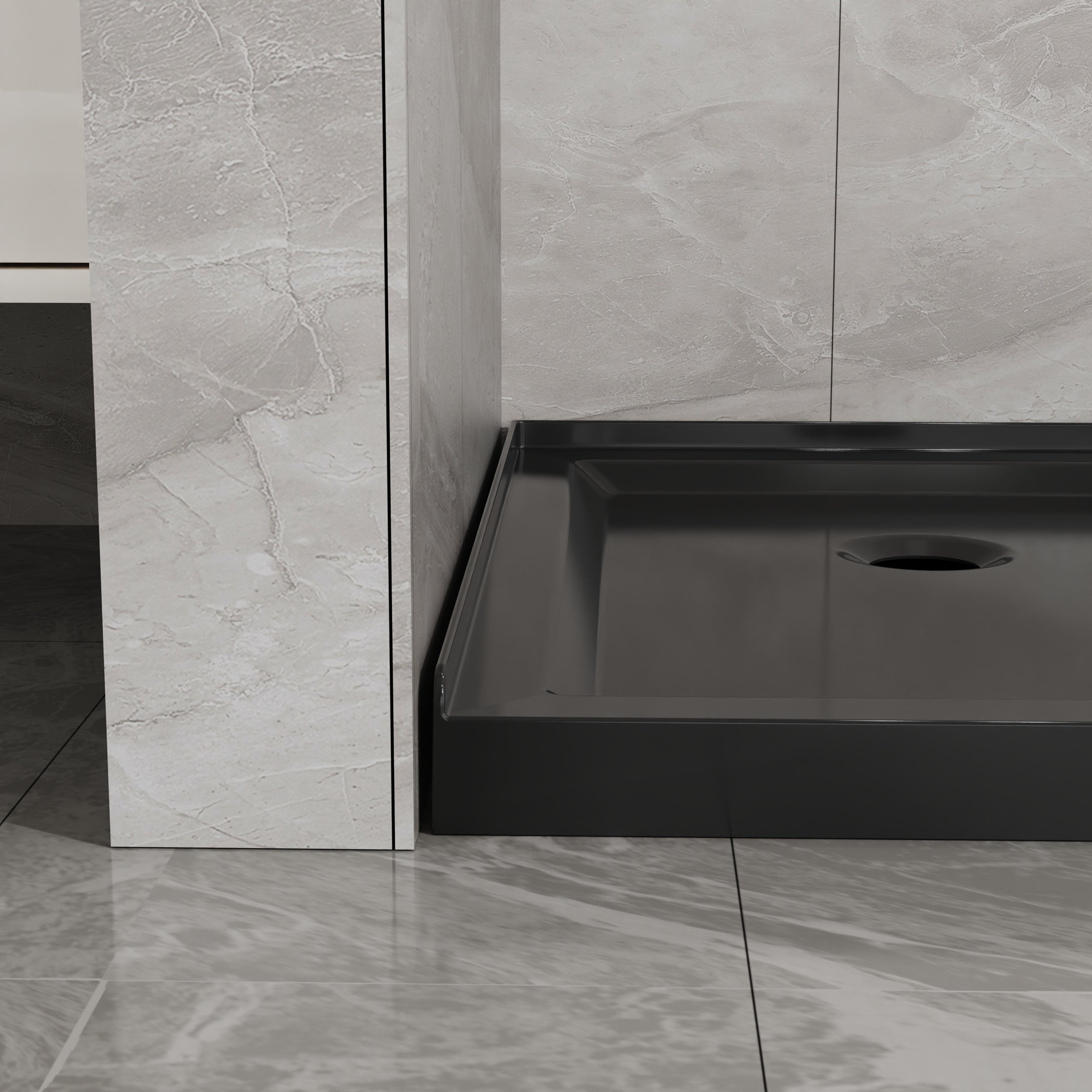 Goodyo 36 in. Corner Drain Neo-Angle Shower Base