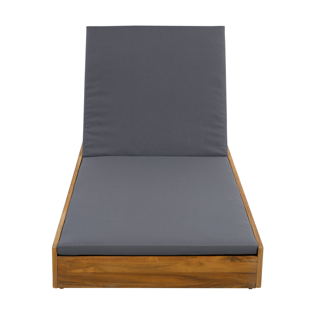 Acacia Wood Lounge Chaise Set With Water-Resistant Cushions