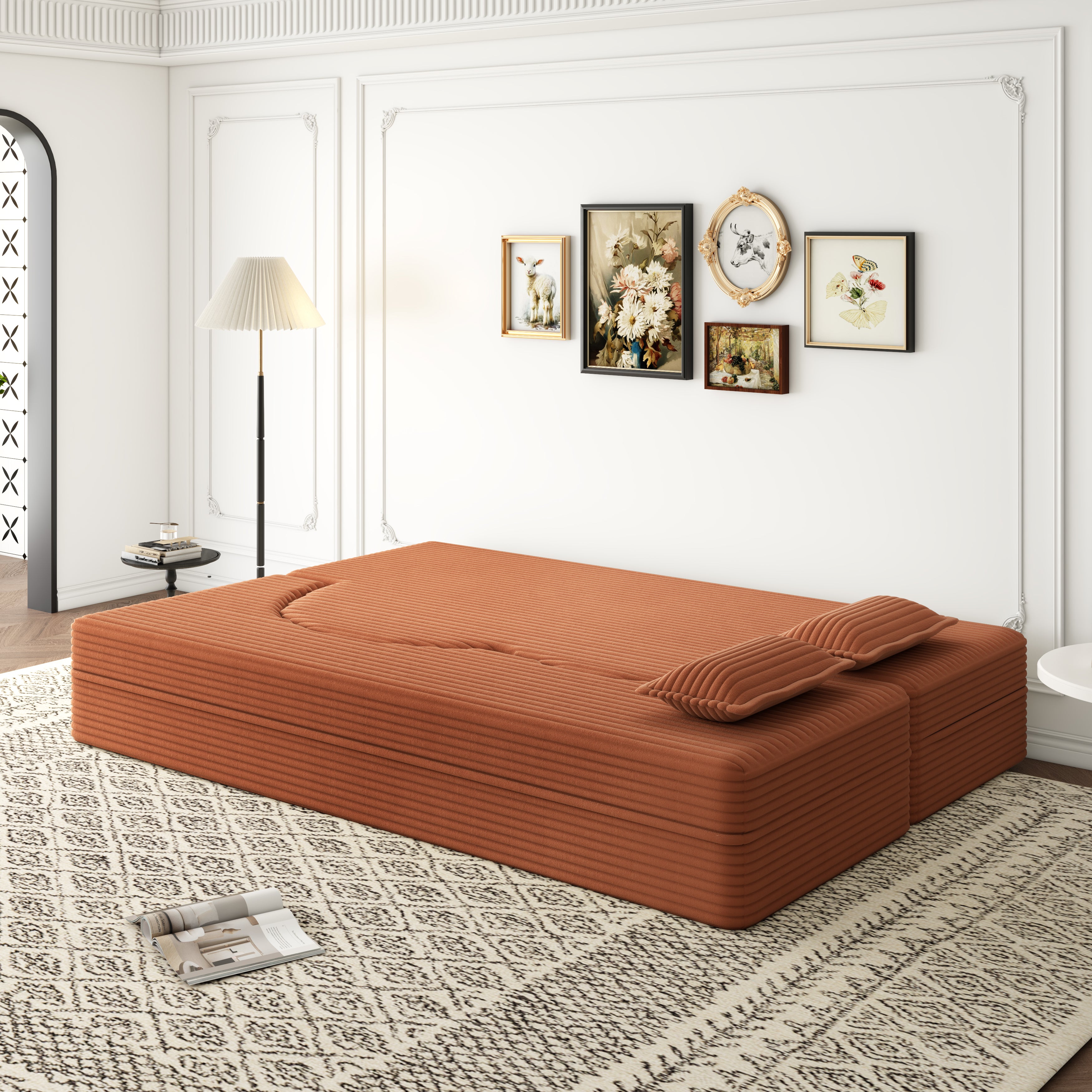 Modern Floor Sofa with 2 Pillows