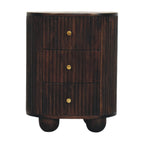 Solid Wood Curved Fluted 3-Drawer Drum Chest