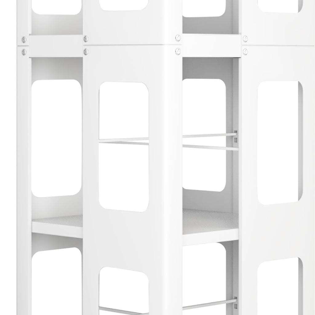 4-Tier All-Steel Rotating Bookshelf with 360° Wheels