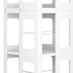 4-Tier All-Steel Rotating Bookshelf with 360° Wheels
