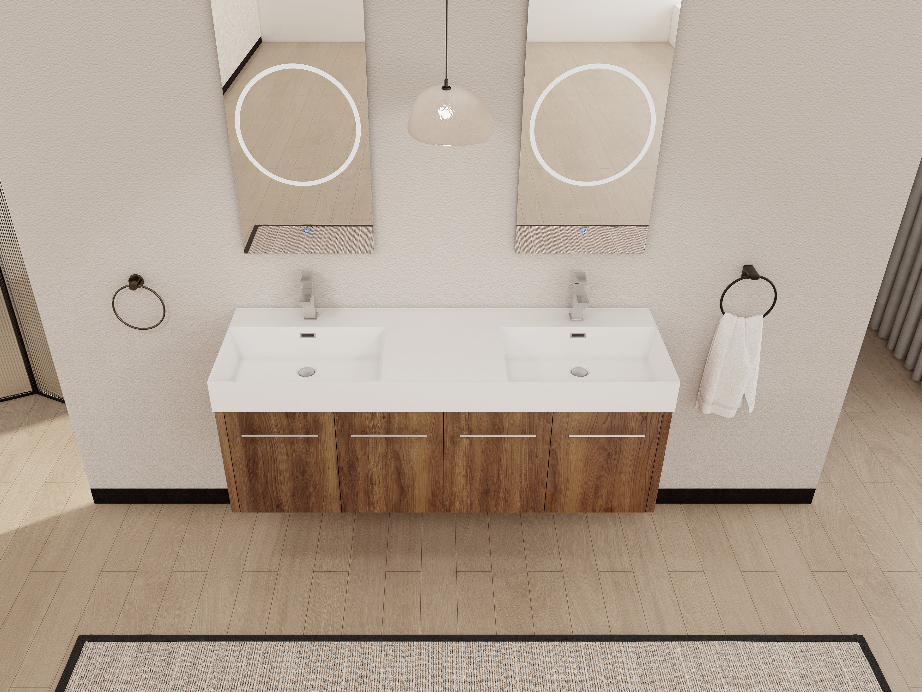60 Inch Wall-Mounted Bathroom Vanity with Sink