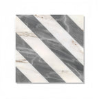 12x12 Waterjet Polished Marble Tile - White & Gray