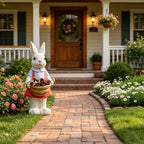 Whimsical Hand-Painted Garden Rabbit Statue