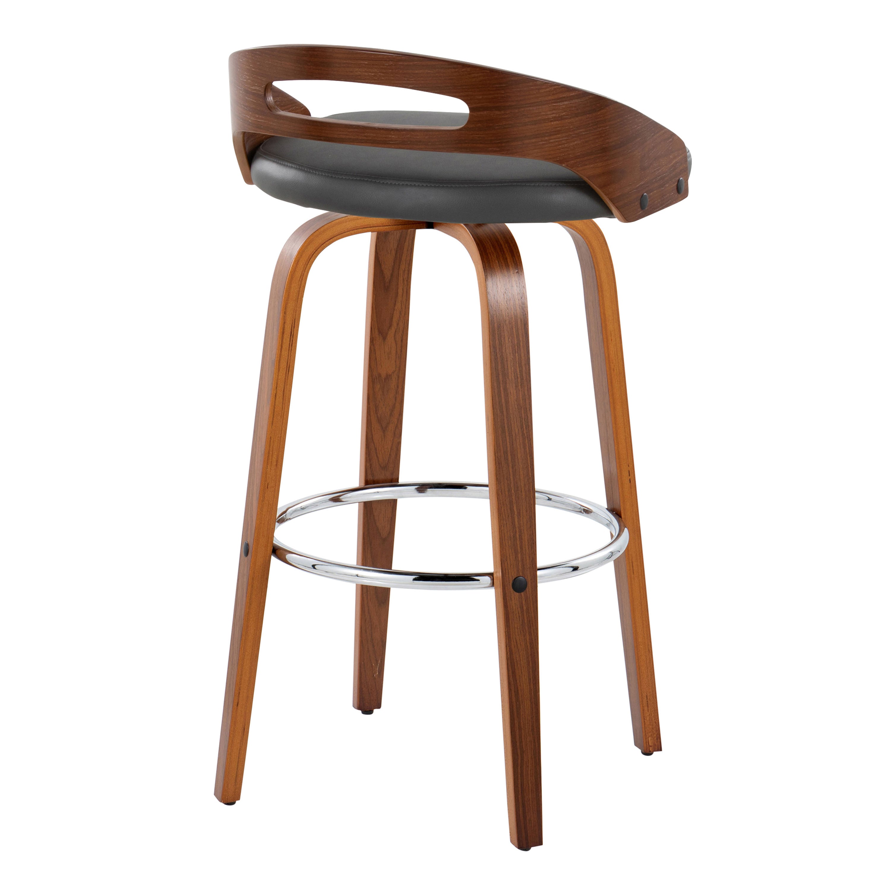 30" Mid-Century Modern Fixed-Height Barstool with Swivel