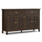 Acadian 60 Inch Wide Solid Wood Large Sideboard Buffet in Brunette