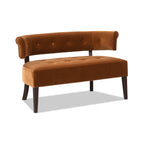 Jared Roll Arm Tufted Bench Settee, Burnt
