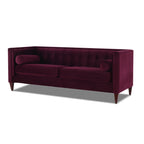 Jack 84" Modern Tuxedo Tufted Sofa, Burgundy Velvet