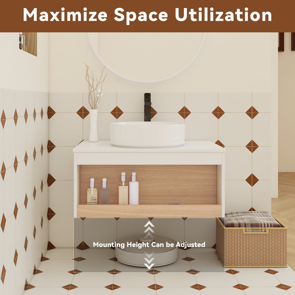 30" Floating Bathroom Vanity with Glossy Finish