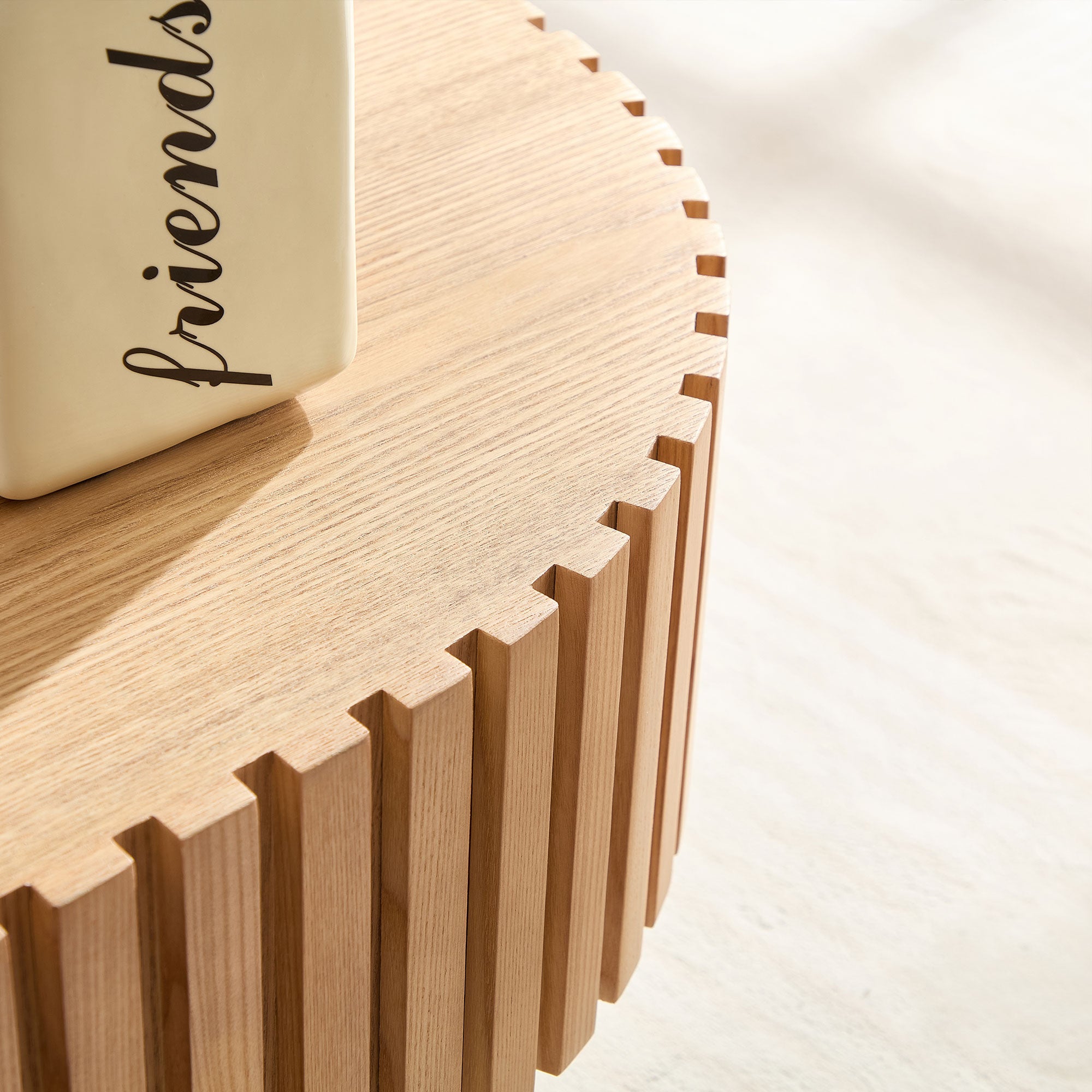 43.70 Inch Modern Handcraft Drum Coffee Table