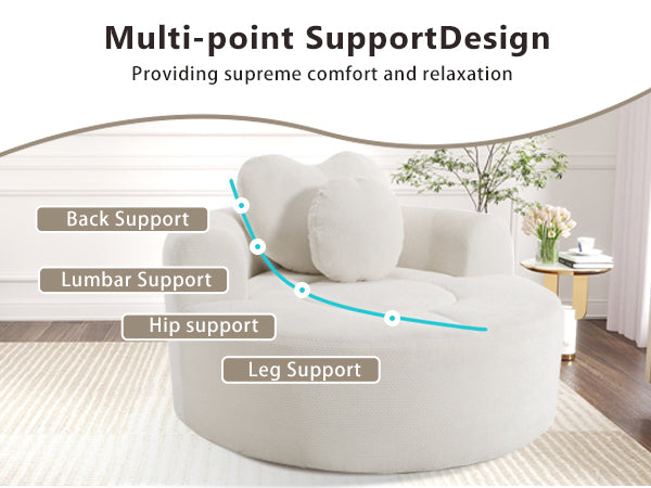 Round Sofa Bed with Memory Foam Sectional Couches for Living Room