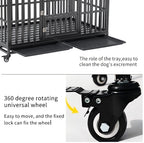 55" Heavy Duty Dog Crate for Large Dogs with Lockable Wheels