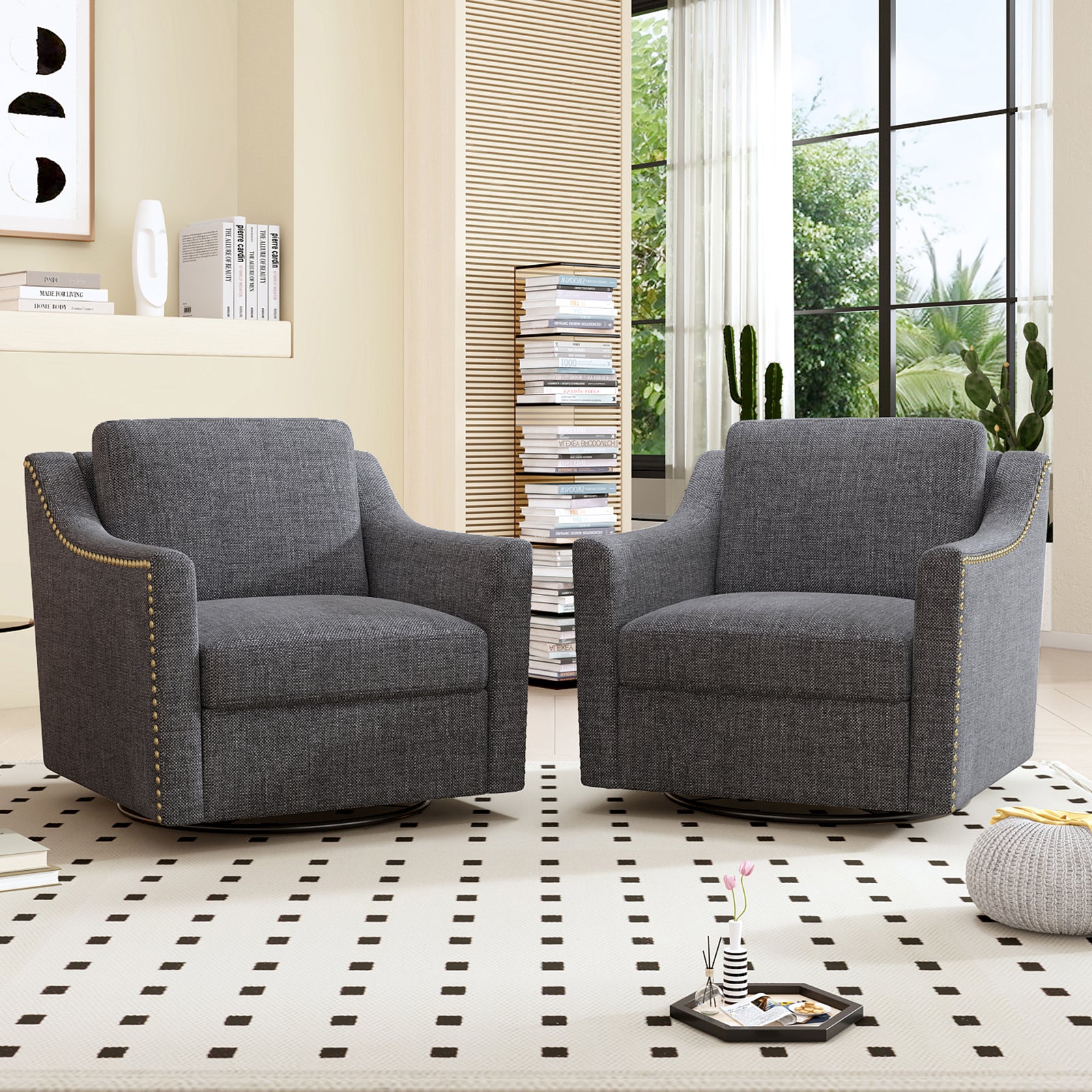 360 Degree Swivel Armchair Cotton