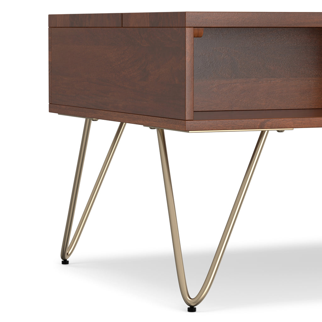 Hunter 36 Inch Wide Solid Mango Wood Small Lift Top Coffee Table in Umber