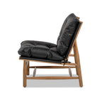 Oxford 26.5" Leather Mid-Century Modern Accent Chair, Noir