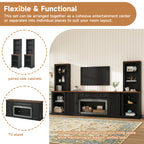 3-Piece TV Stand Set with Curved Side Cabinets