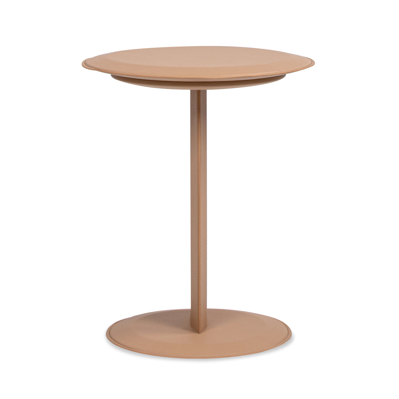 Mode 18" Leatherette Round C-Shaped Sofa Side Table