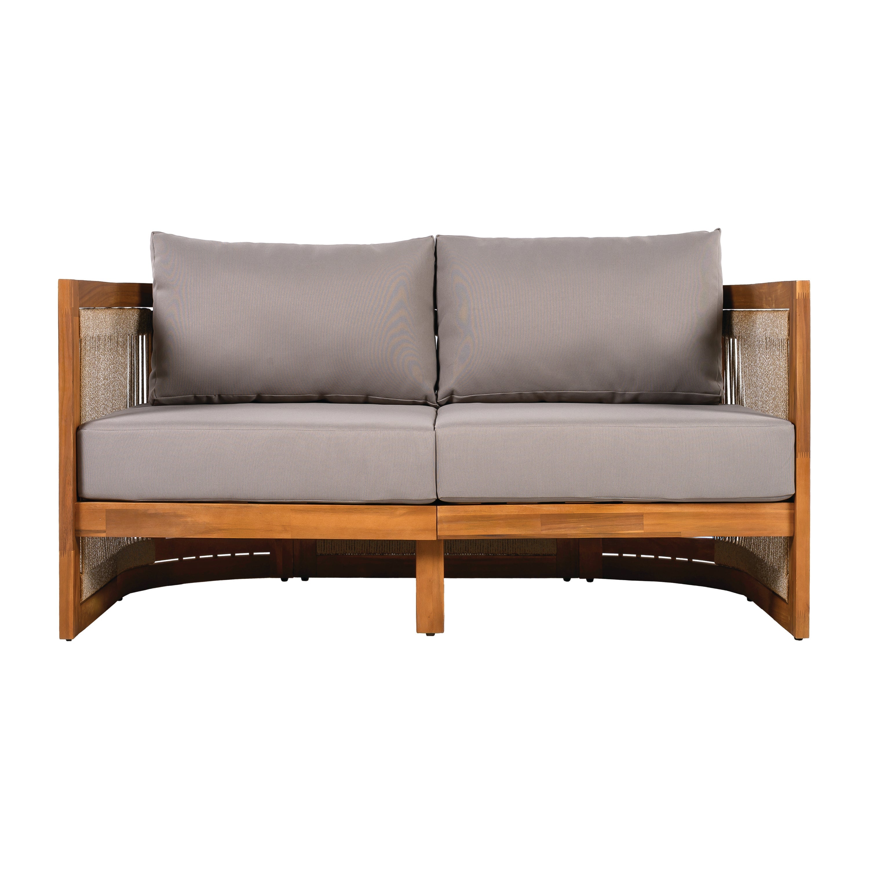 4-Piece Patio Seating Group with Acacia Wood and Woven Rope Accents