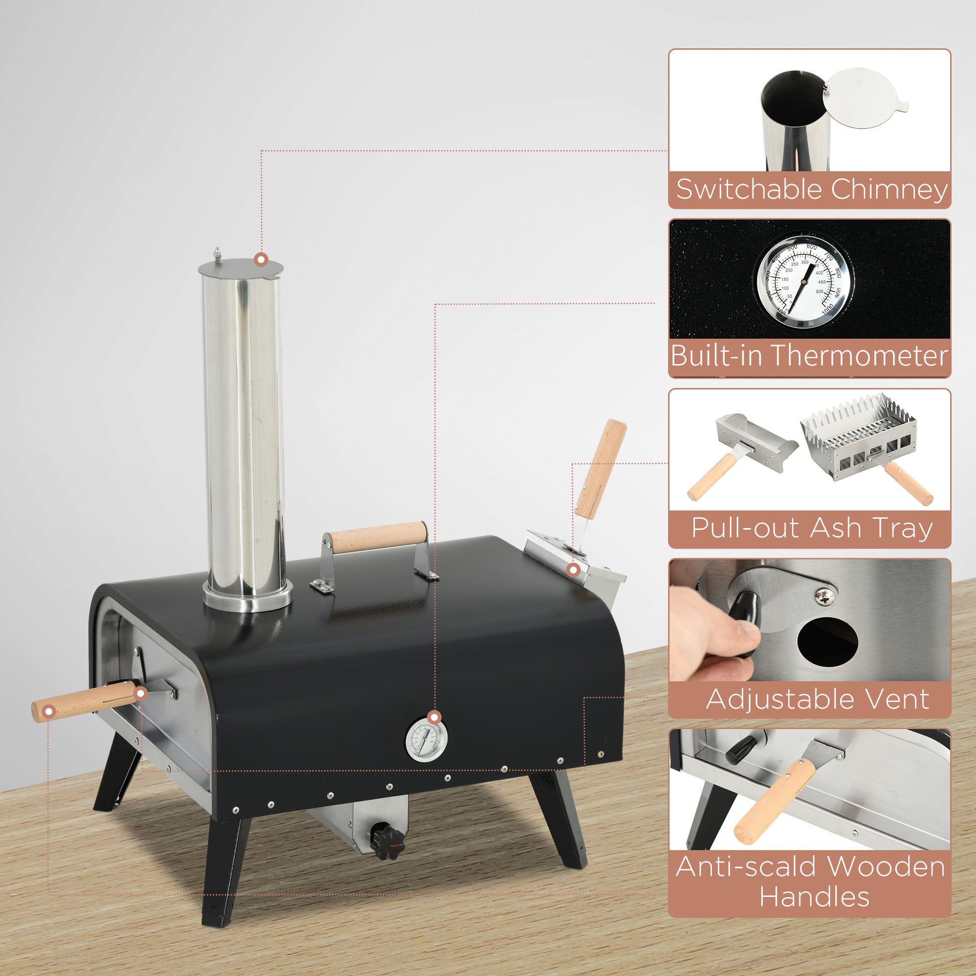 Outsunny Outdoor Pizza Oven with 12" Rotating Stone